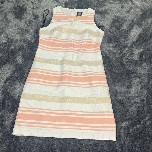 Vince Camuto Metallic Stripe Brocade Shift Dress  Size 4 - Picture 1 of 3